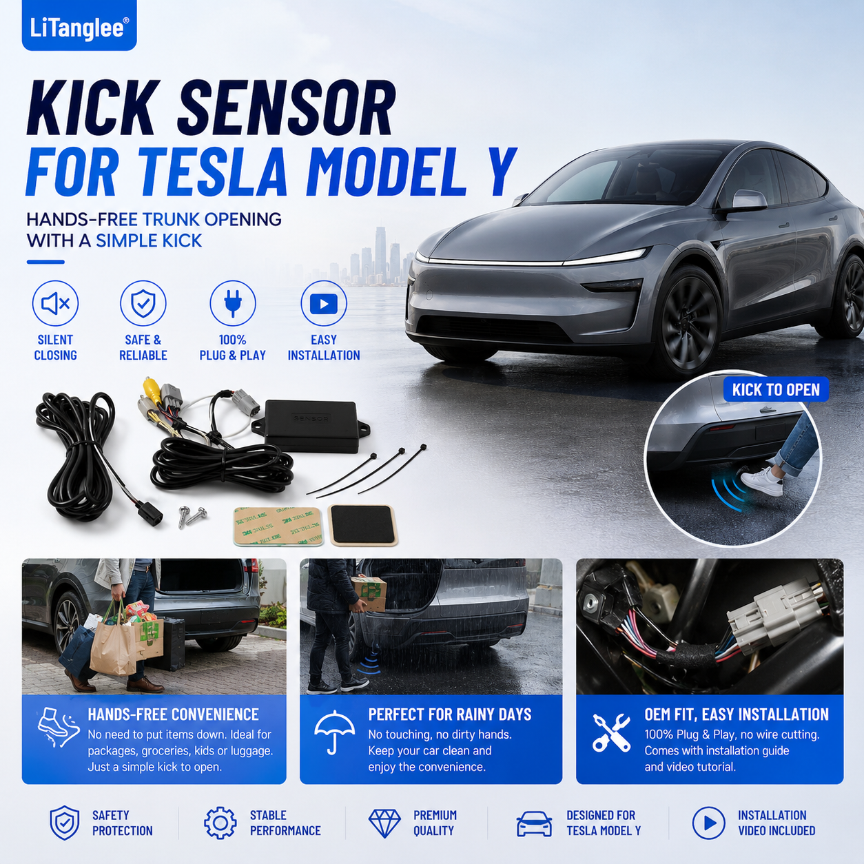 For Tesla Model Y 2020-Now Premium Hands-Free Electric Tailgate Kick Sensor