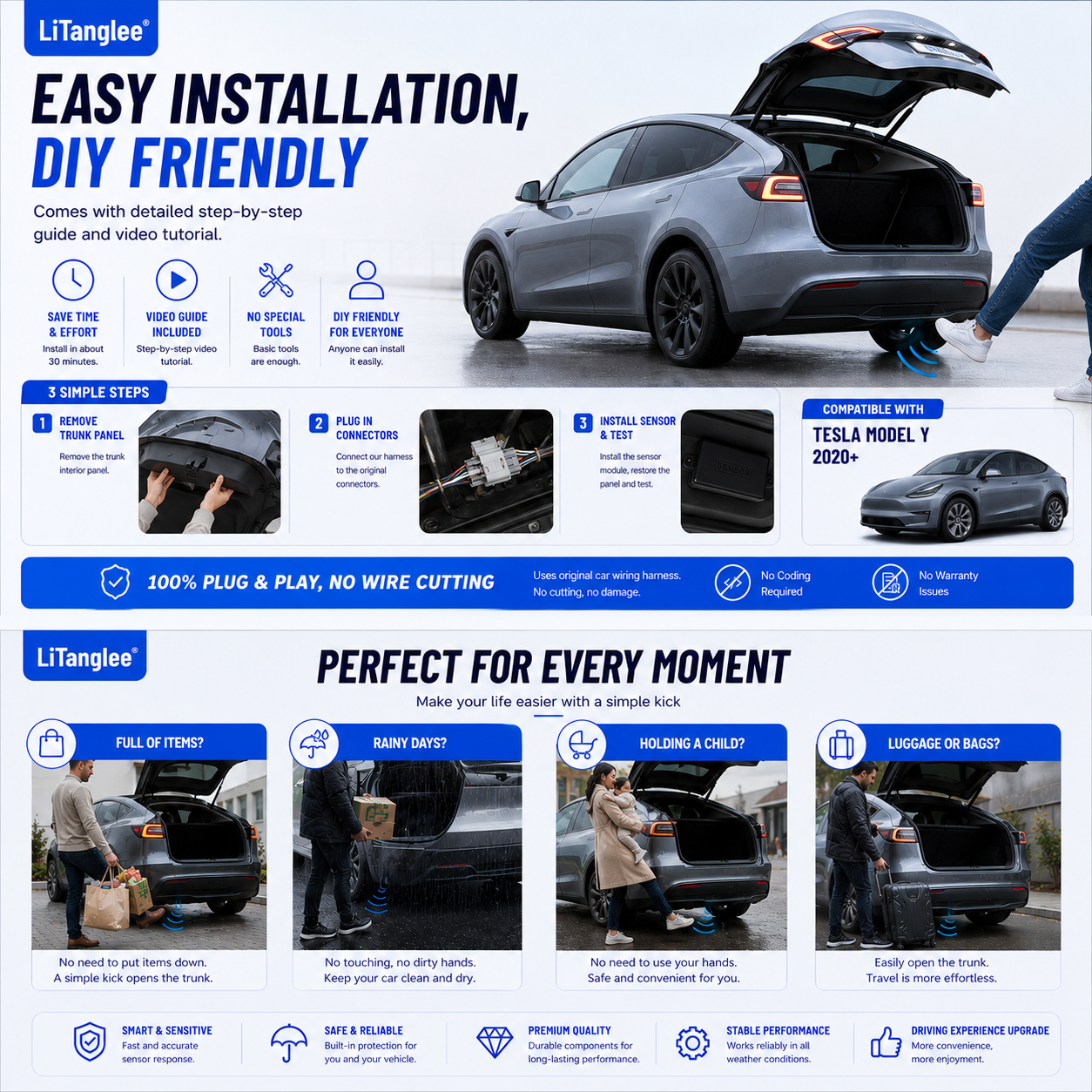 For Tesla Model Y 2020-Now Premium Hands-Free Electric Tailgate Kick Sensor