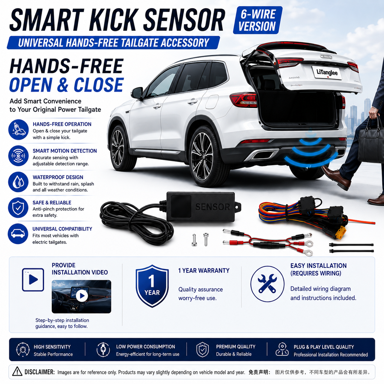 For Porsche Macan Electric H2 OEM Electric Power Tailgate Smart Hands-Free Kick Sensor – Foot-Activated Trunk Opening & Closing System