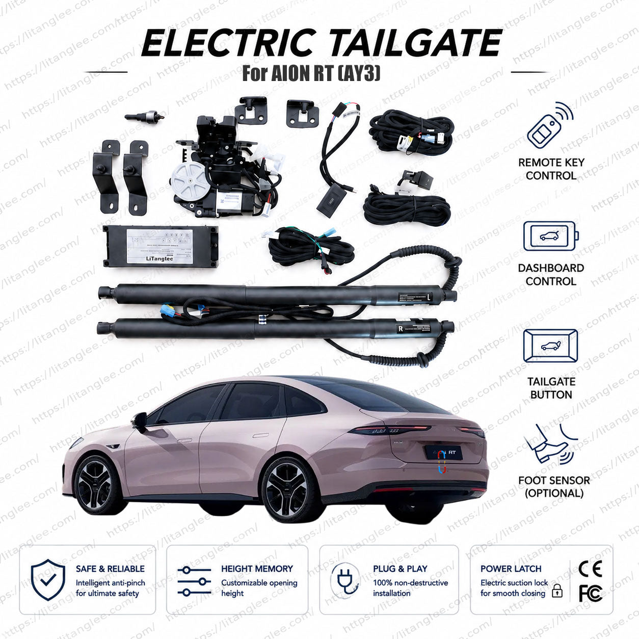 For AION RT (AY3) 2025+ Smart Power Tailgate Lift Kit by LiTanglee® | Electric Trunk Opener with Soft Close | Sedan-Specific Precision Design | Native CAN-Bus Integrated | Non-Destructive Plug-and-Play Installation