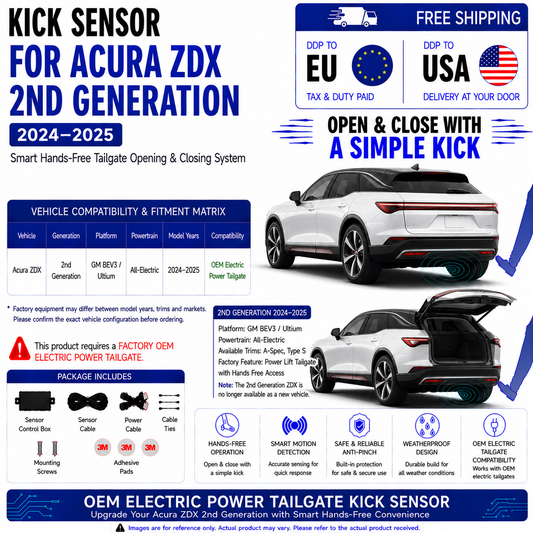 For Acura ZDX 2nd Gen 2024–2025 OEM Electric Power Tailgate Smart Hands-Free Kick Sensor – Foot-Activated Tailgate Opening & Closing System