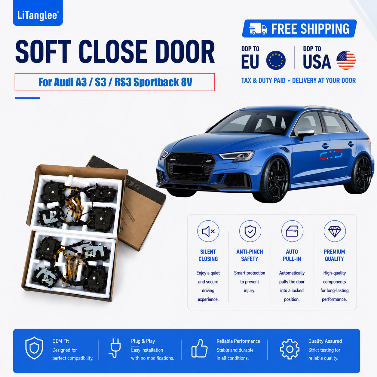 For Audi A3 / S3 / RS3 Sportback 8V Premium Electric Suction Door Kit