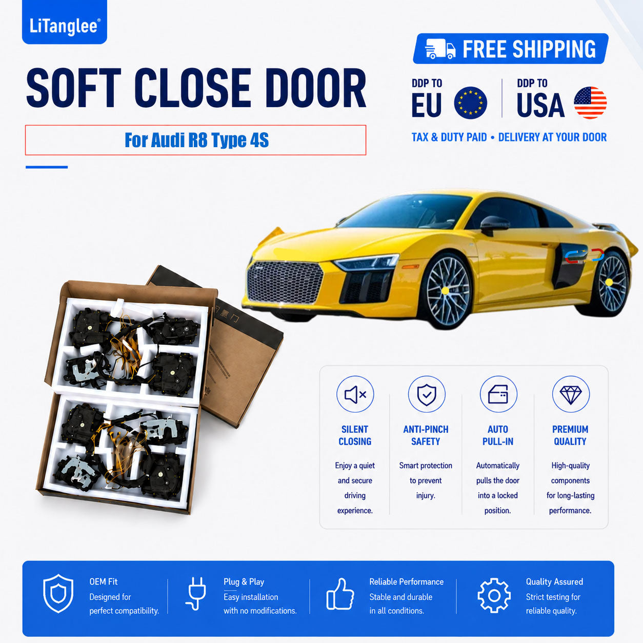 For Audi R8 Type 4S Premium Electric Suction Door Kit (Soft Close)