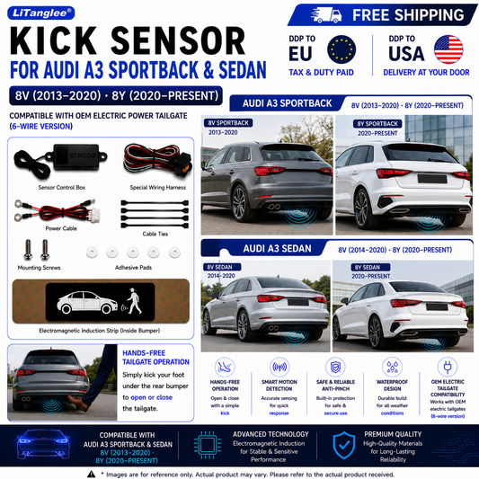 For Audi A3 Sportback & Sedan 8V 8Y OEM Electric Power Tailgate Smart Hands-Free Kick Sensor – Foot-Activated Tailgate Opening & Closing System