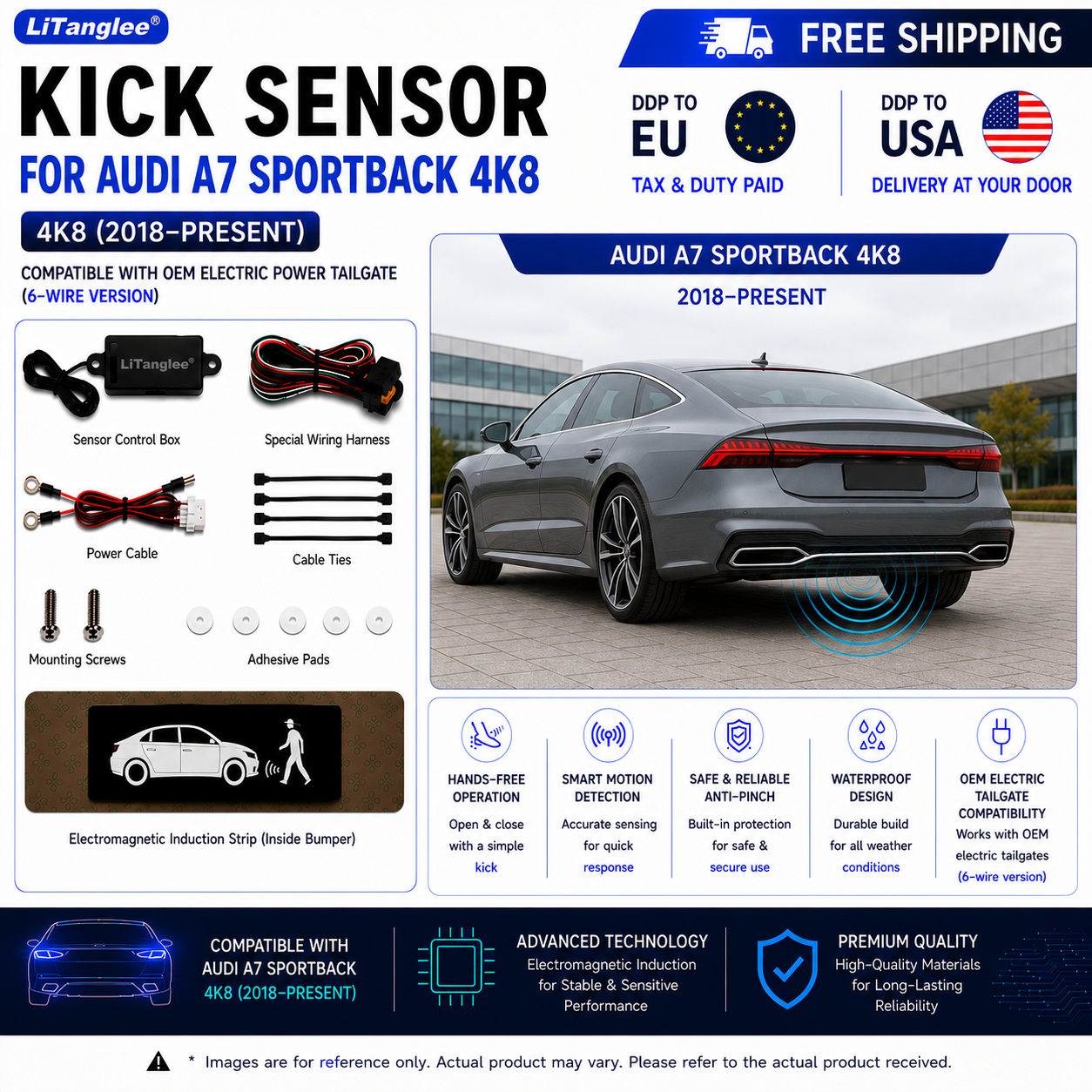 For Audi A7 Sportback 4K8 OEM Electric Power Tailgate Smart Hands-Free Kick Sensor – Foot-Activated Tailgate Opening & Closing System