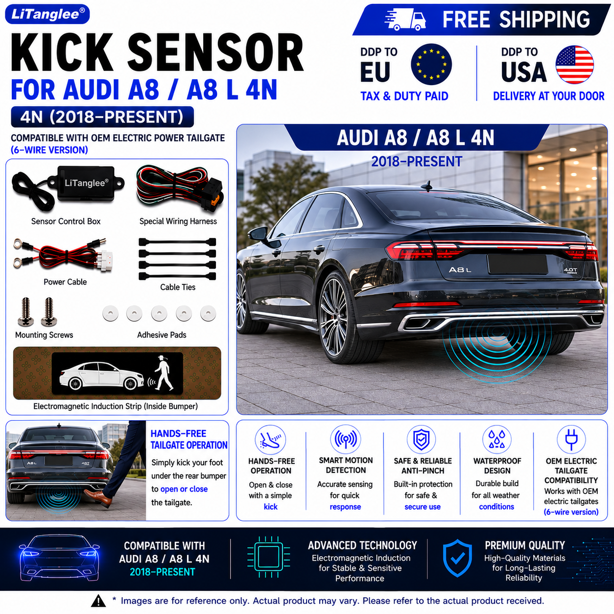 For Audi A8 A8 L 4N OEM Electric Power Tailgate Smart Hands-Free Kick Sensor – Foot-Activated Tailgate Opening & Closing System