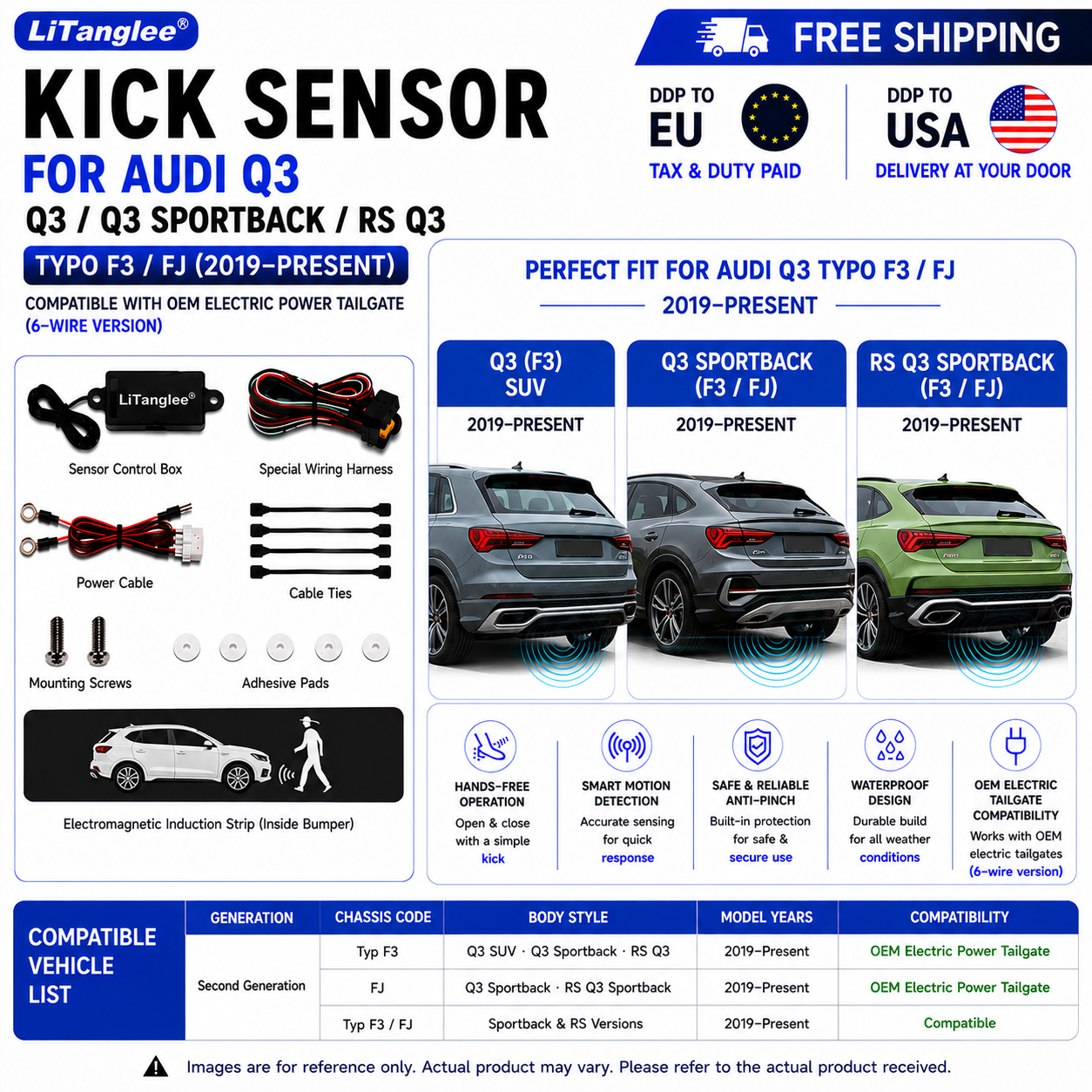 For Audi Q3 Q3 Sportback RS Q3 Typ F3 FJ OEM Electric Power Tailgate Smart Hands-Free Kick Sensor – Foot-Activated Tailgate Opening & Closing System