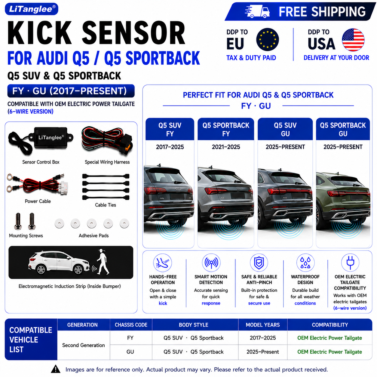 For Audi Q5 Q5 Sportback FY GU OEM Electric Power Tailgate Smart Hands-Free Kick Sensor – Foot-Activated Tailgate Opening & Closing System