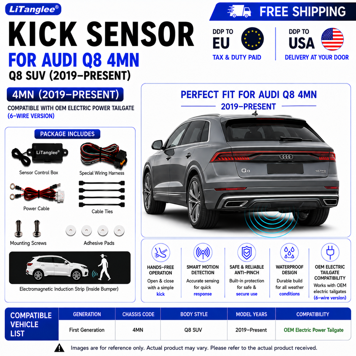 For Audi Q8 4MN OEM Electric Power Tailgate Smart Hands-Free Kick Sensor – Foot-Activated Tailgate Opening & Closing System