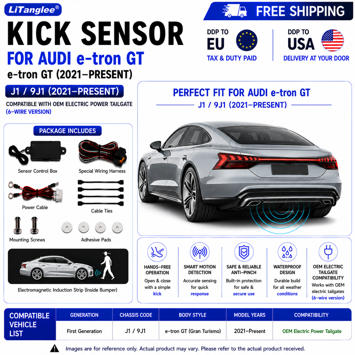 For Audi e-tron GT J1 9J1 OEM Electric Power Tailgate Smart Hands-Free Kick Sensor – Foot-Activated Tailgate Opening & Closing System
