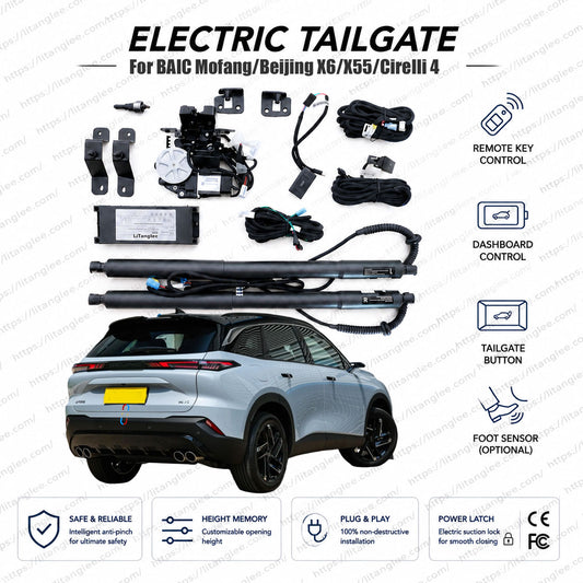 For BAIC Mofang / Beijing X6 / X55 / Beijing 5 / Tiger Six / Cirelli 4 2022-2026 Smart Power Tailgate Lift Kit by LiTanglee® | Electric Trunk Opener with Soft Close | Native CAN-Bus Integration | Stealth Non-Destructive Installation