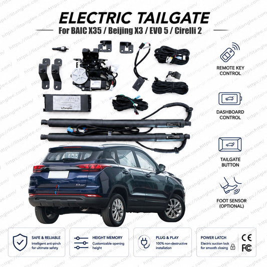 For BAIC X35 / Beijing X3 / EVO 5 / Cirelli 2 2019-2026 Smart Power Tailgate Lift Kit by LiTanglee® | Electric Trunk Opener with Soft Close | Global Compact SUV Platform Precision Fit | CAN-Bus Integrated | Non-Destructive Installation
