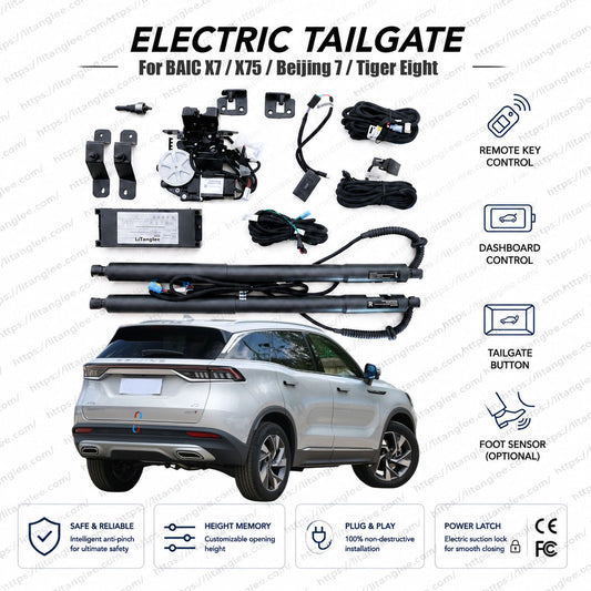 For BAIC X7 / X75 / Beijing 7 / Tiger Eight 2020-2026 Smart Power Tailgate Lift Kit by LiTanglee® | Electric Trunk Opener with Soft Close | Global SUV Platform Precision Design | CAN-Bus Integrated | Non-Destructive Installation
