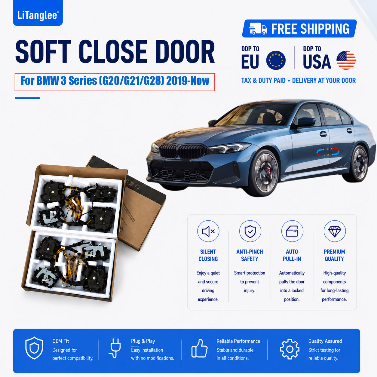 For BMW 3 Series (G20/G21/G28) / i3 (G28 BEV) 2019-Now Premium Soft-Close Electric Suction Doors