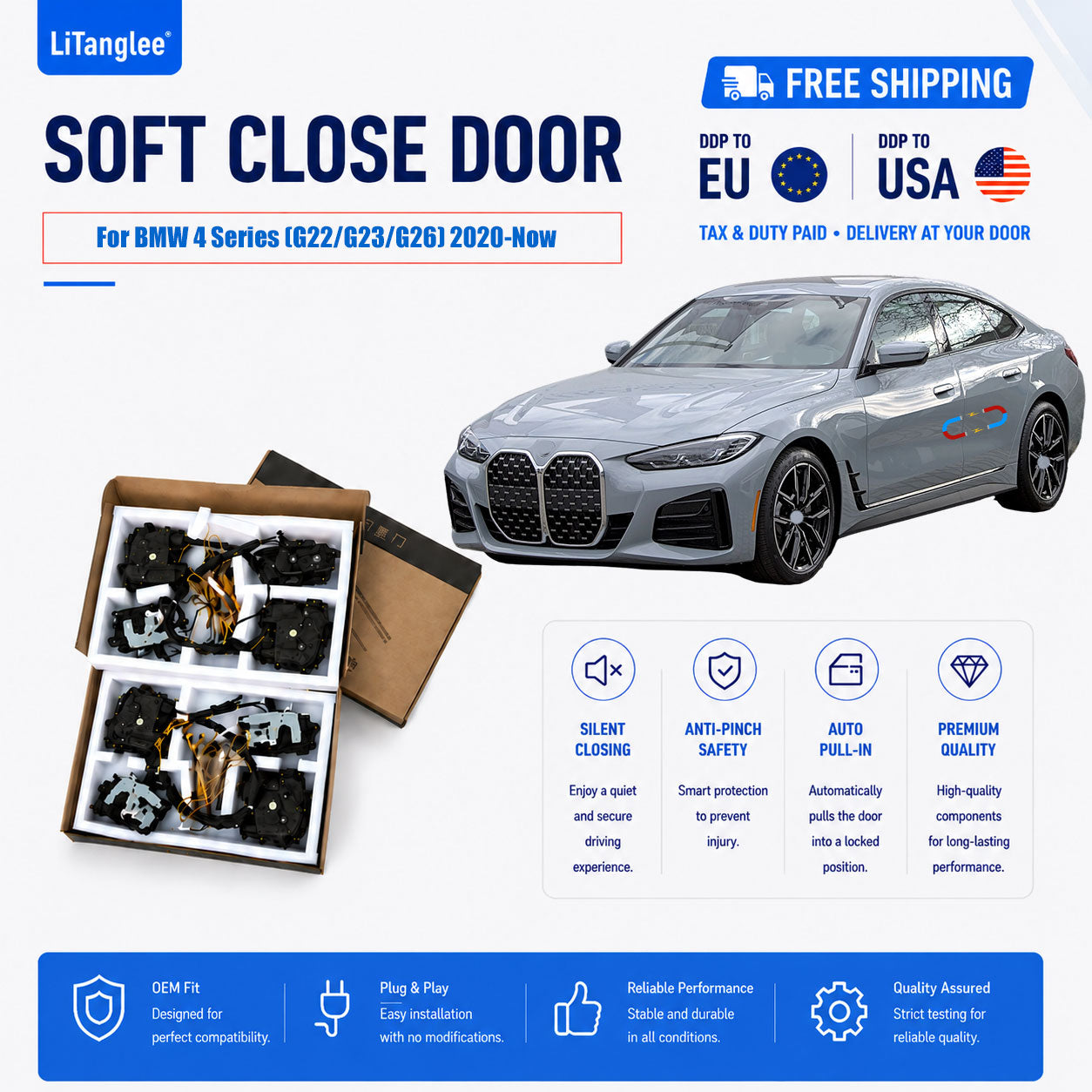 For BMW 4 Series (G22/G23/G26) 2020-Now Premium Soft-Close Electric Suction Doors (LHD & RHD)