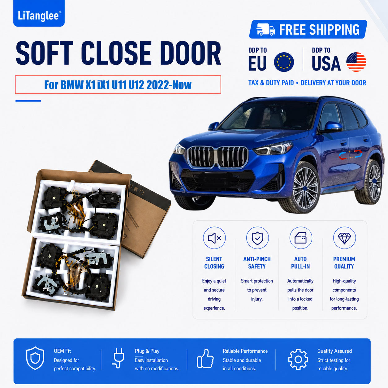 For BMW X1 iX1 (U11 U12 LWB) Premium Automatic Vacuum Soft Close Door System | LiTanglee®