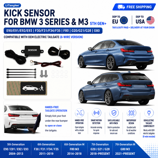 For BMW 3 Series M3 E90 E91 E92 E93 F30 F31 F34 F35 G20 G21 G28 G80 OEM Electric Power Tailgate Smart Hands-Free Kick Sensor – Foot-Activated Trunk Opening & Closing System