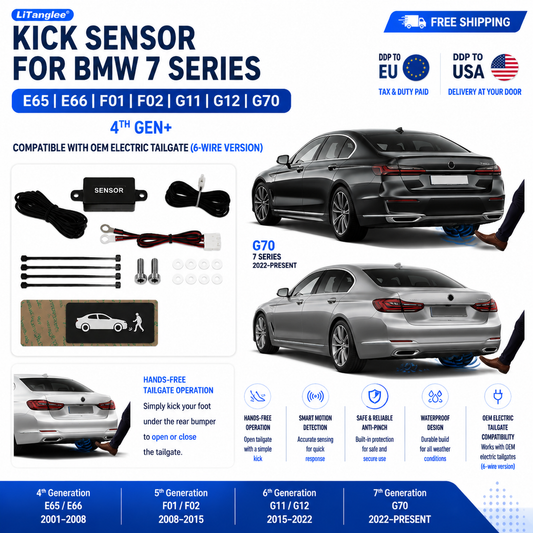 For BMW 7 Series E65 E66 F01 F02 G11 G12 G70 OEM Electric Power Tailgate Smart Hands-Free Kick Sensor – Foot-Activated Trunk Opening & Closing System