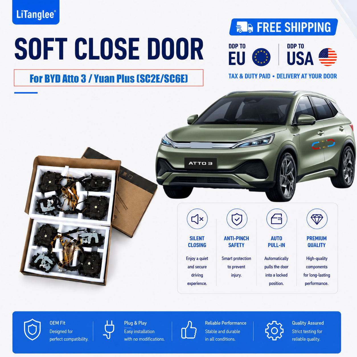 For BYD Atto 3 / Yuan Plus (SC2E/SC6E) Premium 4-Door Electric Soft Close Upgrade Kit