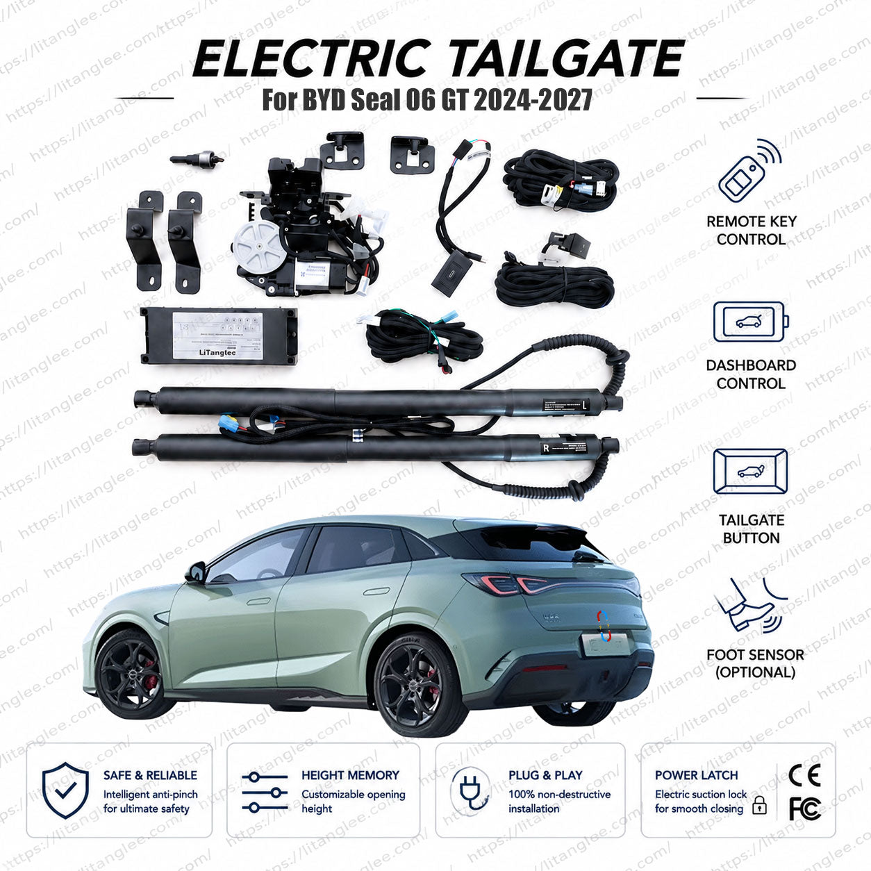 For BYD Seal 06 GT 2024-2027 Smart Power Tailgate Lift Kit by LiTanglee® | Electric Trunk Opener with Soft Close | Full Digital Bus Integration | Precision-Fit Actuators | Non-Destructive Installation