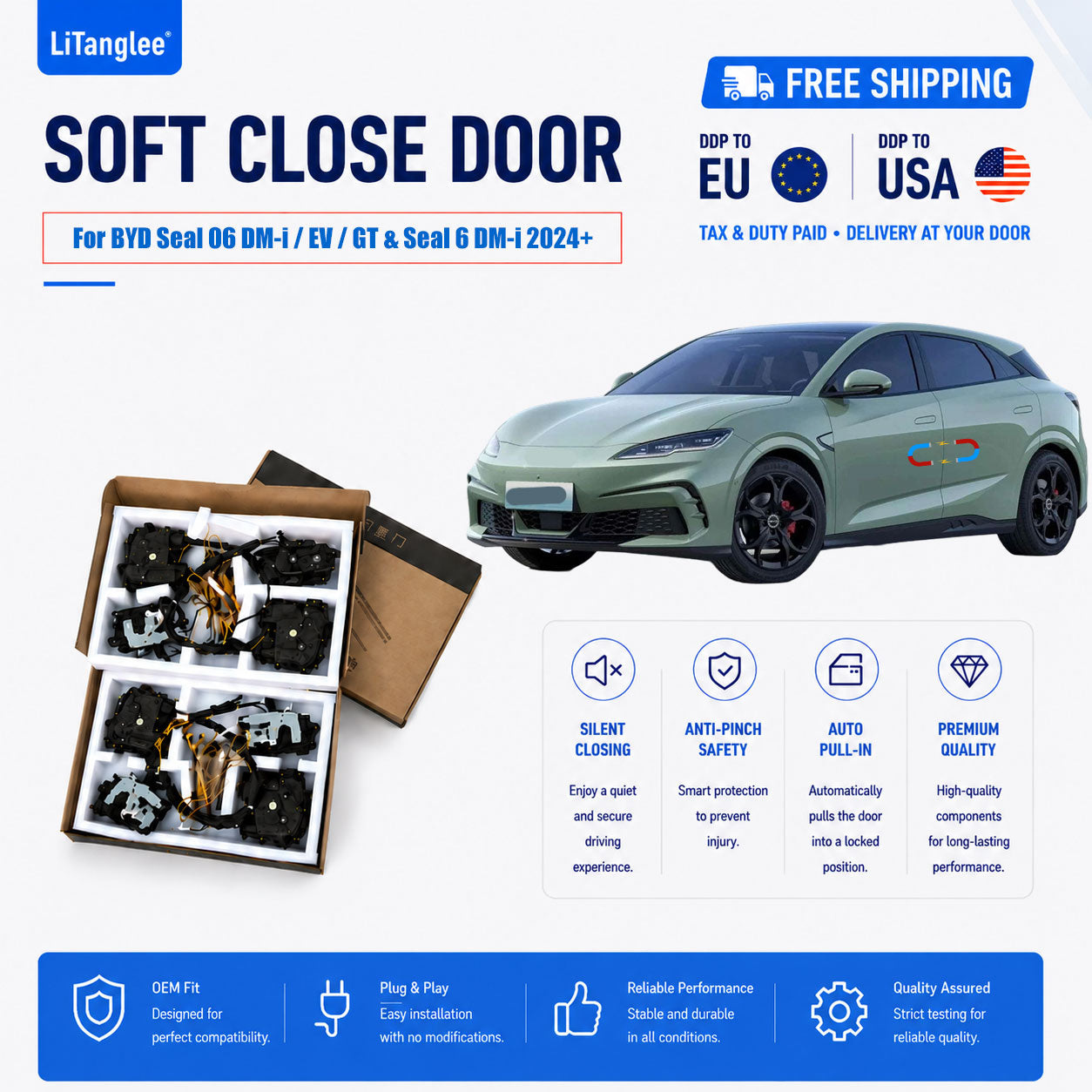 For BYD Seal 06 DM-i / EV / GT & Seal 6 DM-i (2024-2026+) Electric Soft Close Door Upgrade Kit | LiTanglee
