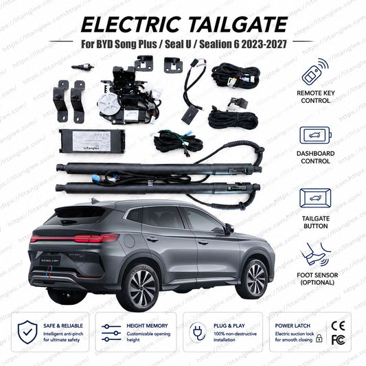 Für BYD Song Plus / Seal U / Sealion 6 2023-2027 Smart Power Heckklappen-Lift-Kit von LiTanglee® | Elektrischer Kofferraumöffner mit Soft-Close | Volldigitale Bus-Integration | Präzisions-Aktuatoren | Zerstörungsfreie Installation