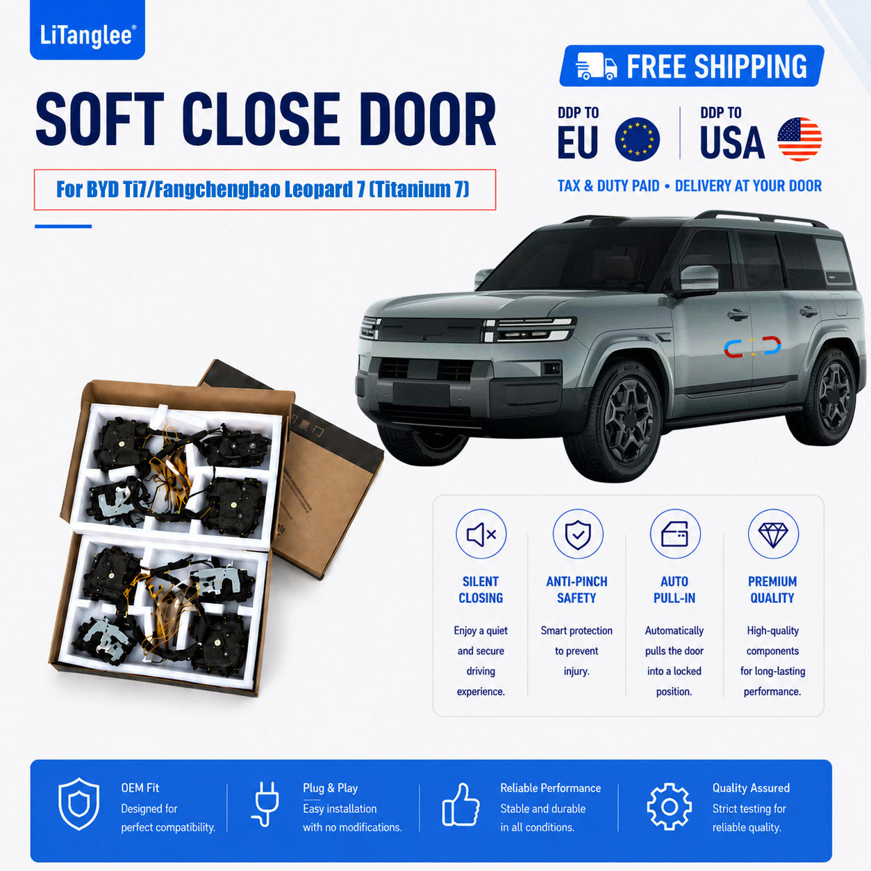 For BYD Ti7/Fangchengbao Leopard 7 (Titanium 7) Electric Soft Close Door Upgrade Kit - LiTanglee