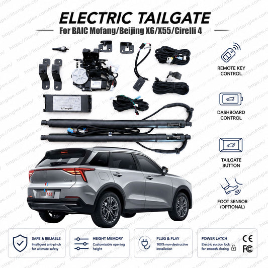 For Bestune T55 2021-2026 Smart Power Tailgate Lift Kit by LiTanglee® | Electric Trunk Opener with Soft Close | Precision-Engineered for Bestune SUV Platform | Native CAN-Bus Integrated | Non-Destructive Plug-and-Play Installation