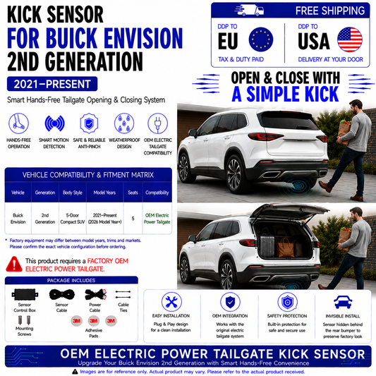 For Buick Envision 2nd Gen 2021–Present OEM Electric Power Tailgate Smart Hands-Free Kick Sensor – Foot-Activated Tailgate Opening & Closing System