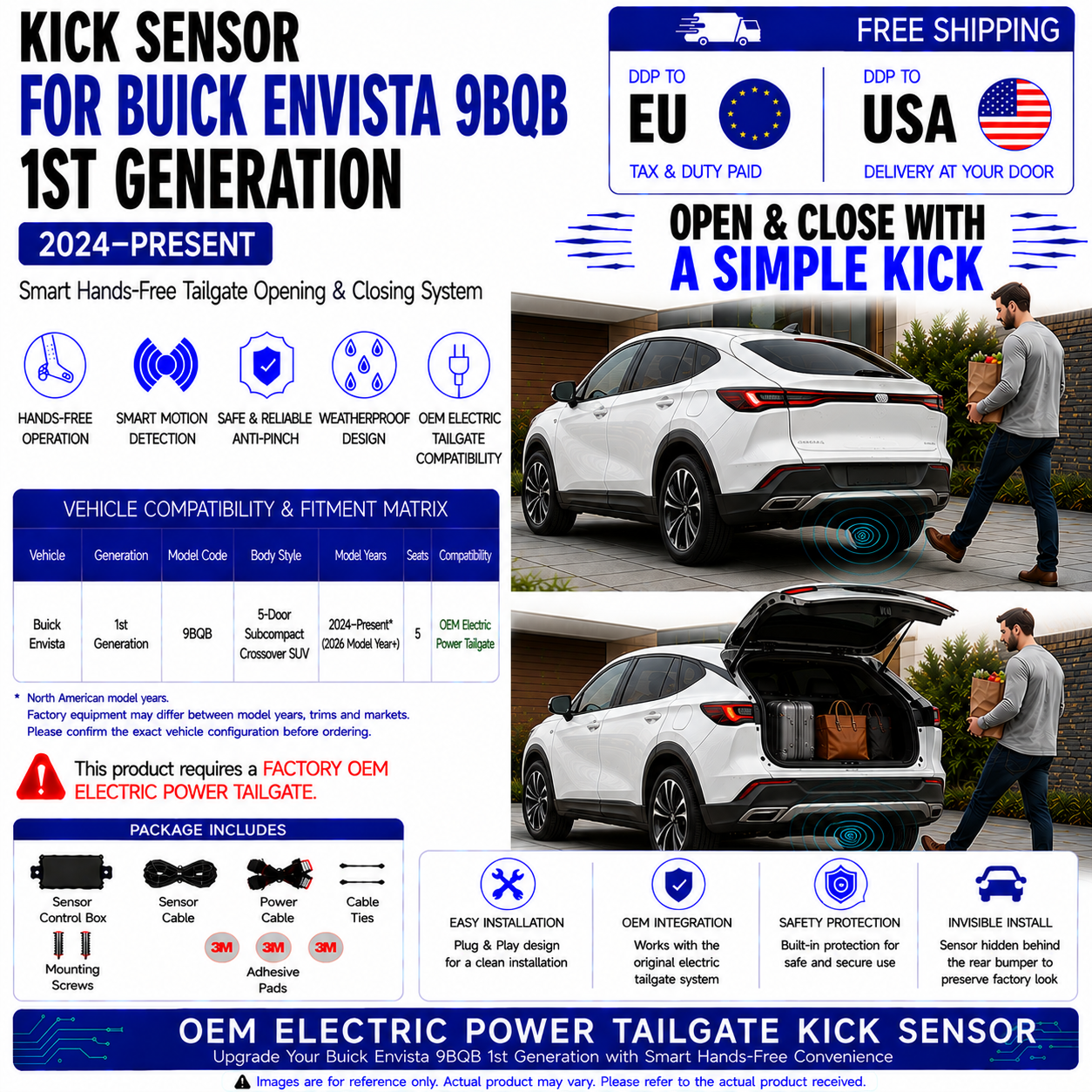 For Buick Envista 9BQB 1st Gen 2024–Present OEM Electric Power Tailgate Smart Hands-Free Kick Sensor – Foot-Activated Tailgate Opening & Closing System