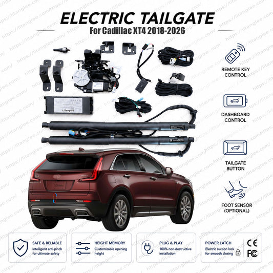 For Cadillac XT4 2018-2026 Smart Power Tailgate Lift Kit by LiTanglee® | Electric Trunk Opener with Soft Close | Full Digital Bus Integration | Hands-Free Kick Sensor Ready | Dual Heavy-Duty Struts