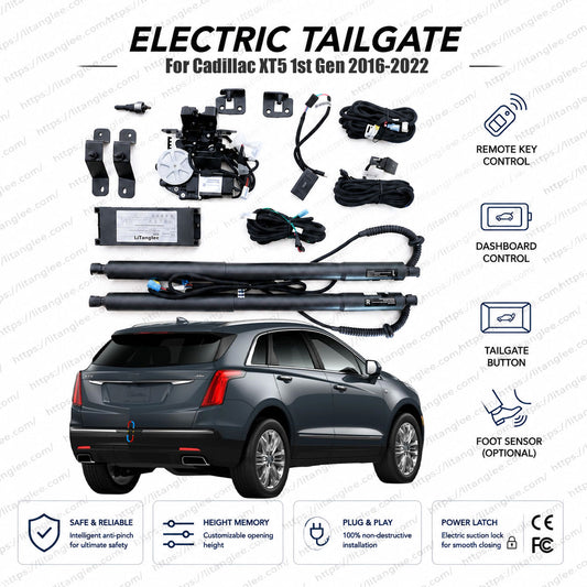 For Cadillac XT5 1st Gen 2016-2022 Smart Power Tailgate Lift Kit by LiTanglee® | Electric Trunk Opener with Soft Close | Full Digital Bus Integration | Hands-Free Kick Sensor Ready | Dual Heavy-Duty Struts