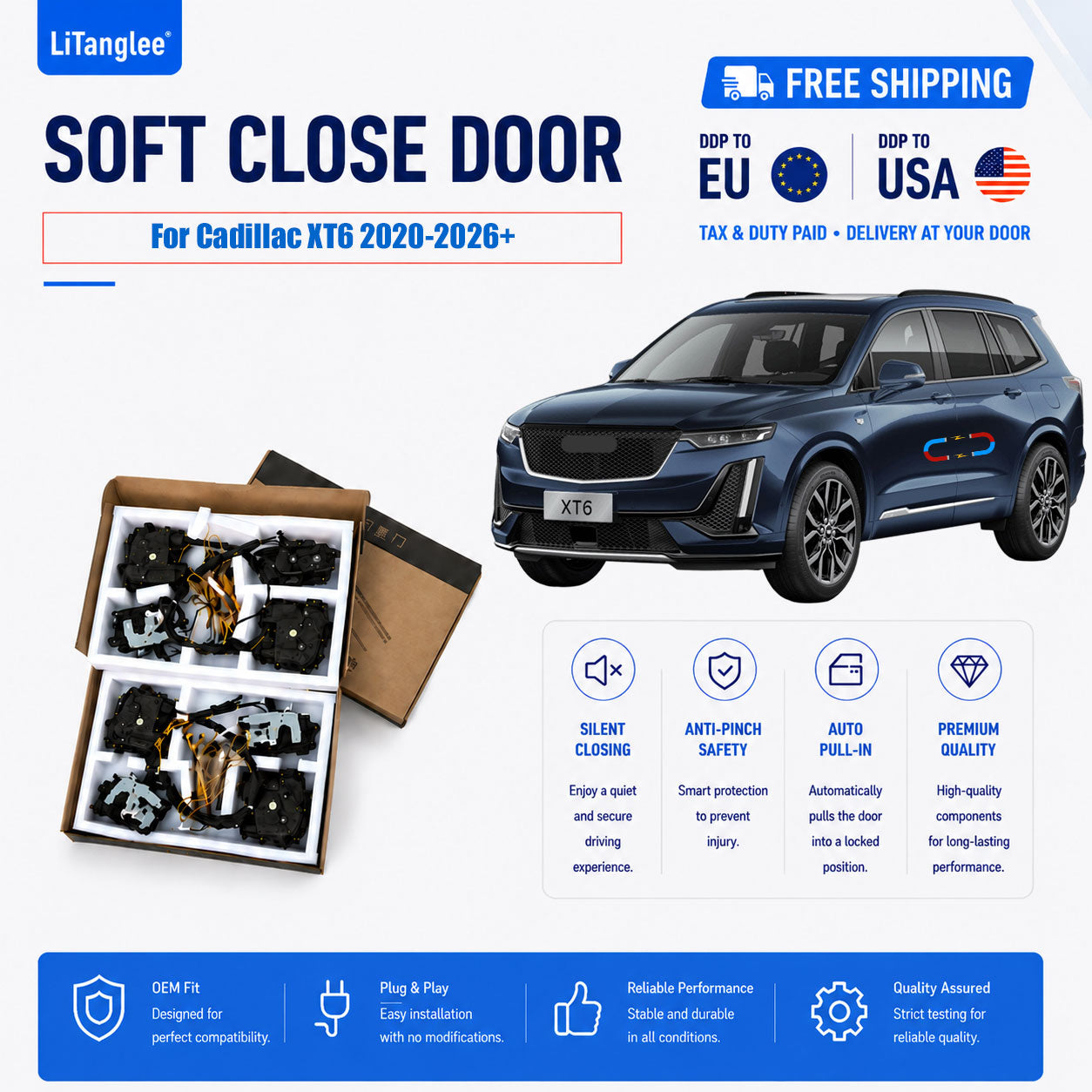 For Cadillac XT6 (2020-2026+) Electric Soft Close Door Upgrade Kit | LiTanglee