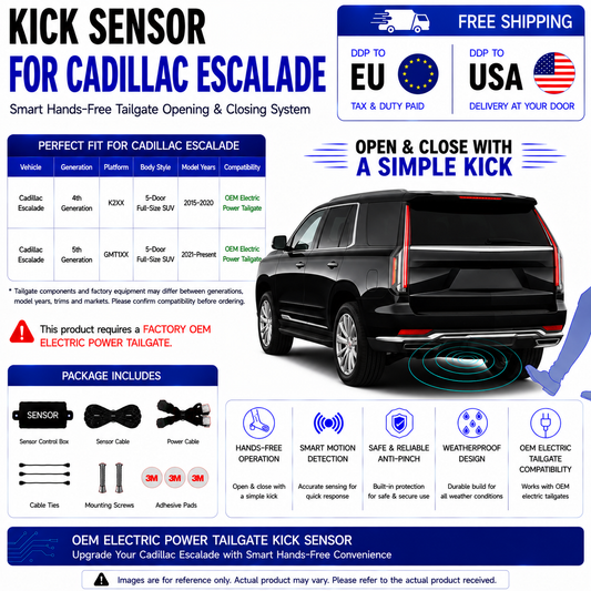 For Cadillac Escalade 4th 5th Gen OEM Electric Power Tailgate Smart Hands-Free Kick Sensor – Foot-Activated Tailgate Opening & Closing System