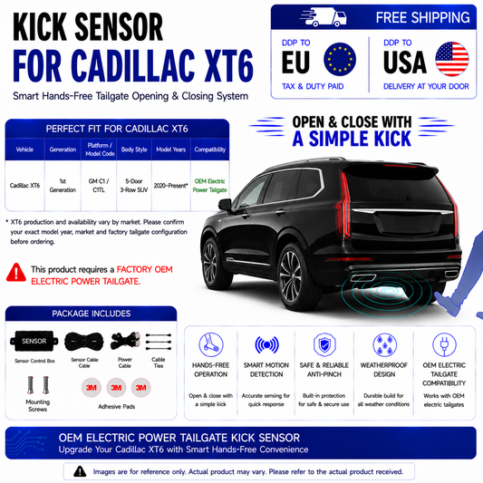 For Cadillac XT6 1st Gen OEM Electric Power Tailgate Smart Hands-Free Kick Sensor – Foot-Activated Tailgate Opening & Closing System