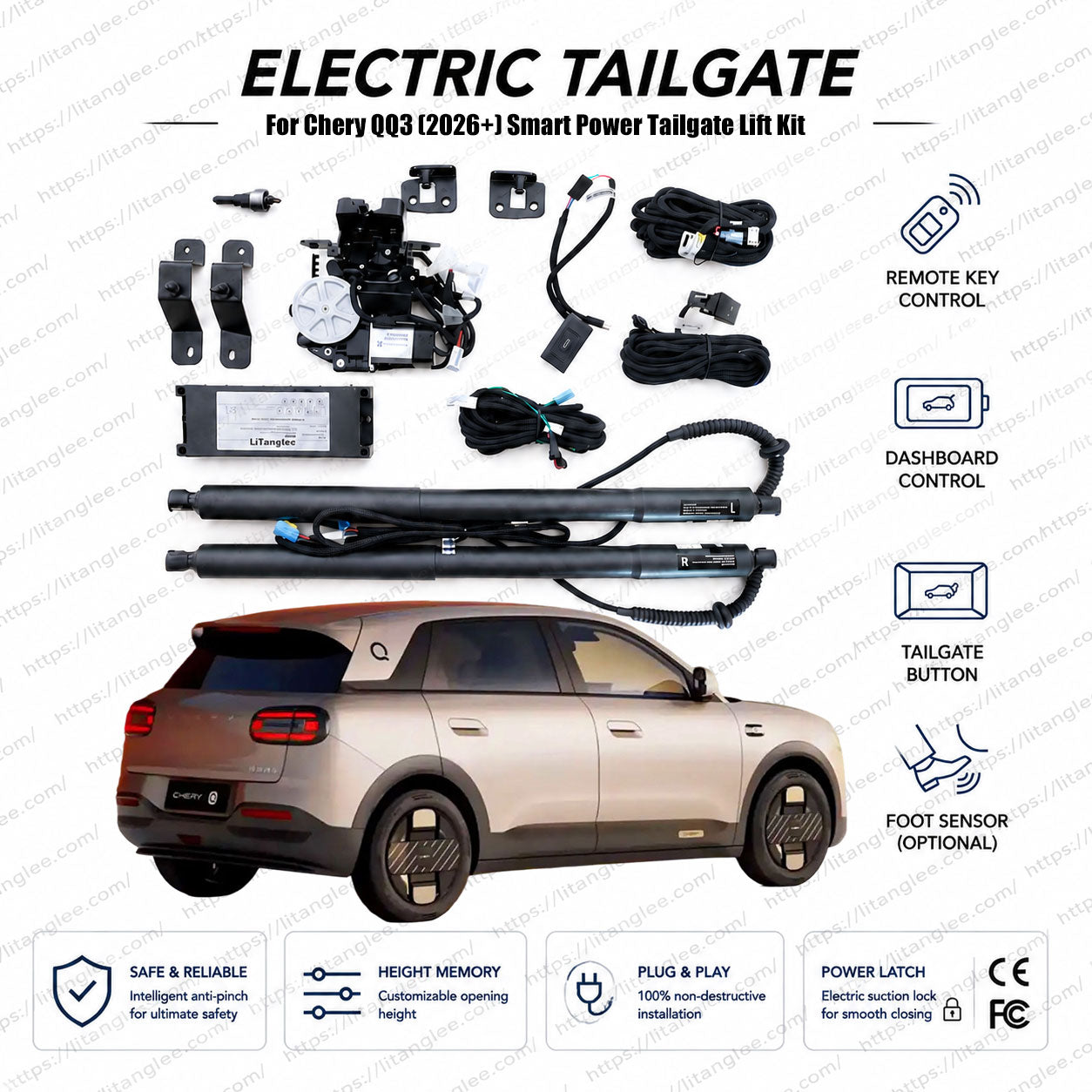 For Chery QQ3/Chery Q(2026+) Smart Power Tailgate Lift Kit by LiTanglee® | Electric Trunk Opener with Soft Close | Precision-Engineered for New Platform | Plug-and-Play Non-Destructive Installation | DDP Shipping to EU & US