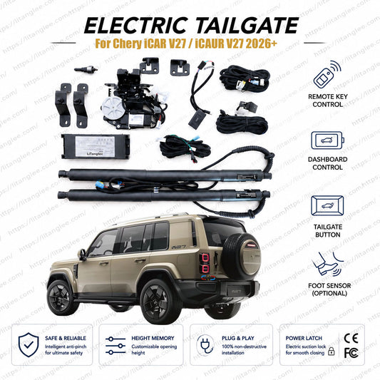 For Chery iCAR V27 / iCAUR V27 2026 Power Tailgate Lift Kit | Smart Electric Side-Opening Trunk Opener | Mid-Size Off-Road EV SUV | Seamlessly Integrates with Factory Suction Lock | Heavy-Duty Strut | CE Certified
