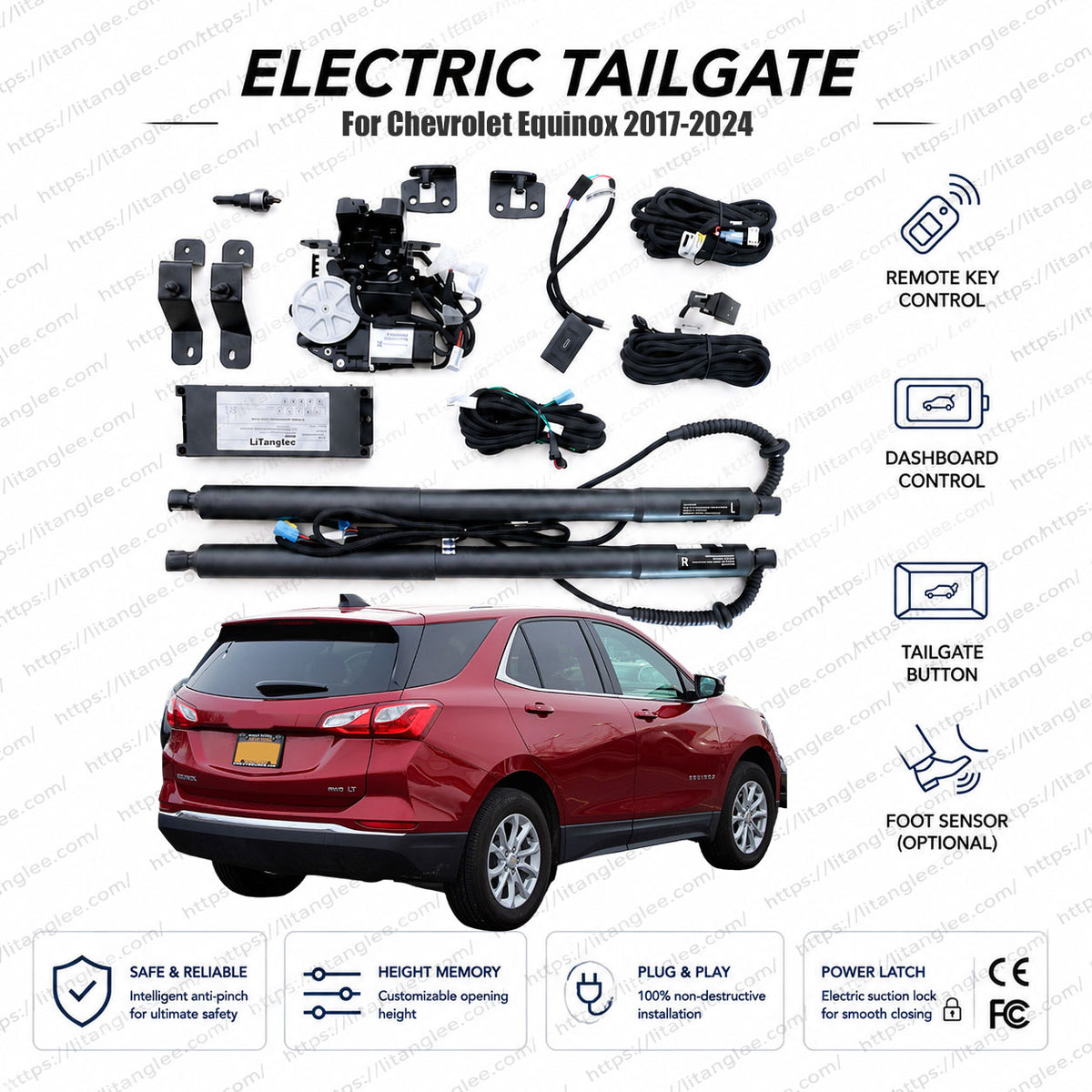 For Chevrolet/Holden  Equinox Third Generation 2017-2024 Smart Power Tailgate Lift Kit by LiTanglee® | Smart Electric Trunk Opener | Fits Equinox LS, LT, Premier, RS Trims | Dual Struts | CE Certified
