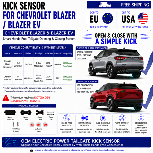 For Chevrolet Blazer / Blazer EV 1st 2nd Gen OEM Electric Power Tailgate Smart Hands-Free Kick Sensor – Foot-Activated Tailgate Opening & Closing System