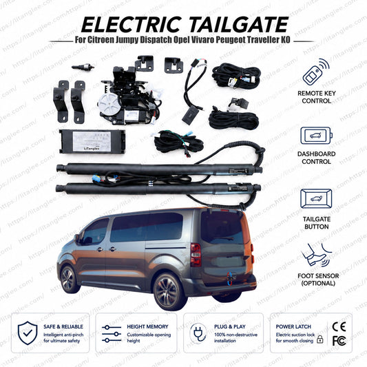 For Citroen Jumpy Dispatch Opel Vivaro Peugeot Traveller K0 2016-2026 Power Tailgate Lift Kit | Smart Electric Trunk Opener | Rear Hatch Van | Dual Struts | OEM Fit & CE Certified