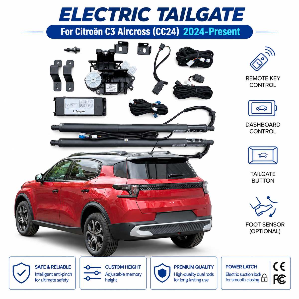 For Citroën C3 ë-C3 C3 Aircross 2024-present Electric Power Tailgate Liftgate Opening and Closing System with Smart Lift Function