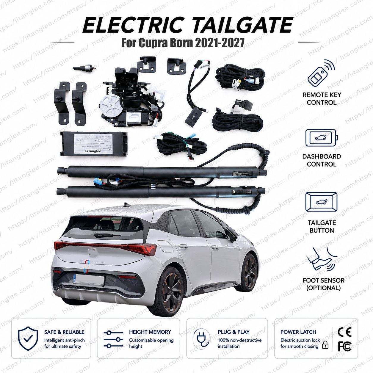 For Cupra Born 2021-2027 Smart Power Tailgate Lift Kit by LiTanglee® | Electric Trunk Opener with Soft Close | Performance EV Platform Precision-Engineered | Native CAN-Bus Integrated | Non-Destructive Installation