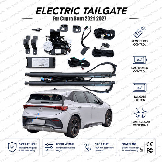 For Cupra Born 2021-2027 Smart Power Tailgate Lift Kit by LiTanglee® | Electric Trunk Opener with Soft Close | Performance EV Platform Precision-Engineered | Native CAN-Bus Integrated | Non-Destructive Installation