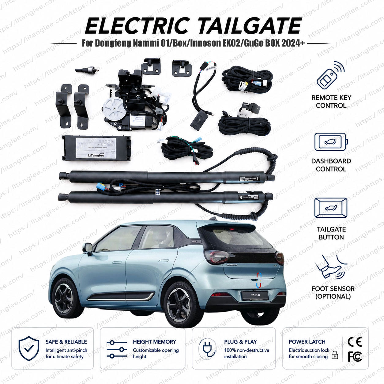 For Dongfeng Nammi 01 / Box / Innoson EX02 / GuGo BOX 2024-2026 Smart Power Tailgate Lift Kit by LiTanglee® | Electric Trunk Opener with Soft Close | Global Compact EV Platform | CAN-Bus Integrated | Non-Destructive Installation