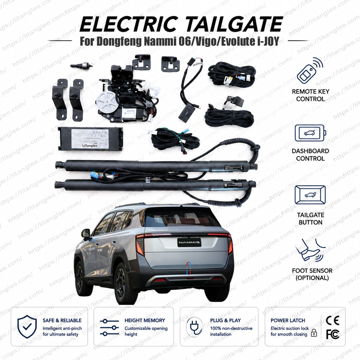 For Dongfeng Nammi 06/Dongfeng Vigo/Evolute i-JOY 2026 Smart Power Tailgate Lift Kit by LiTanglee® | Electric Trunk Opener with Soft Close | Custom-Engineered for Nammi EV Platform | Native CAN-Bus Integrated | Non-Destructive Installation