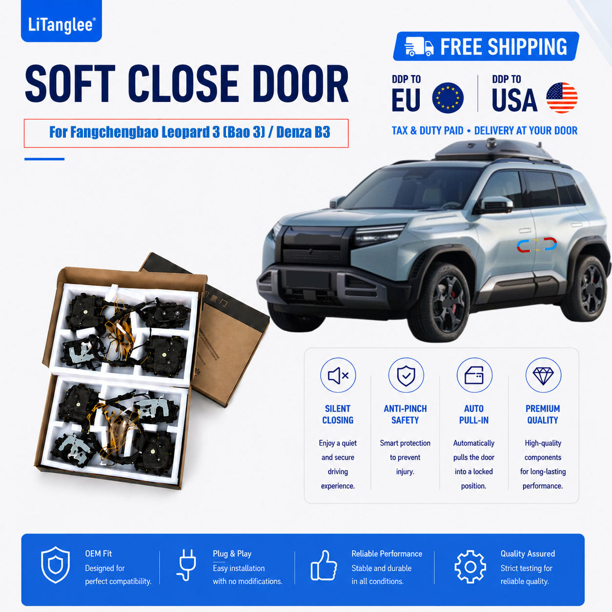 For Fangchengbao Leopard 3 (Bao 3) / Denza B3 Electric Soft Close Door Upgrade Kit - LiTanglee