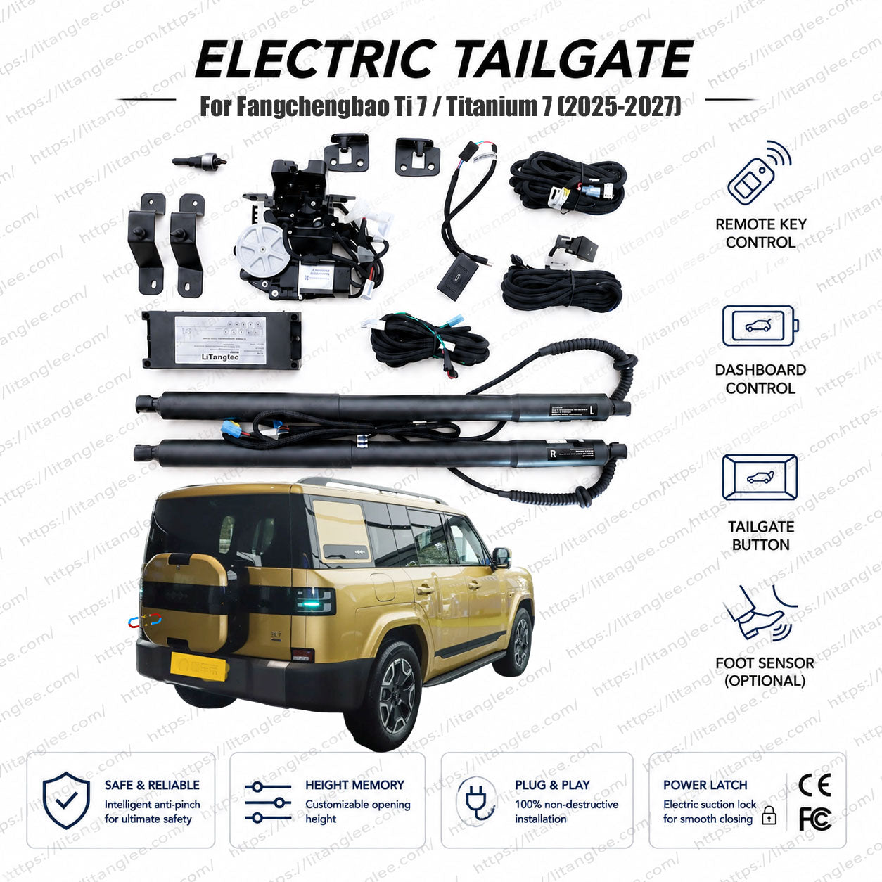 For Fangchengbao Ti 7/Titanium 7 Smart Power Tailgate Lift Kit | Electric Trunk Opener with Soft Close | Non-Destructive Installation