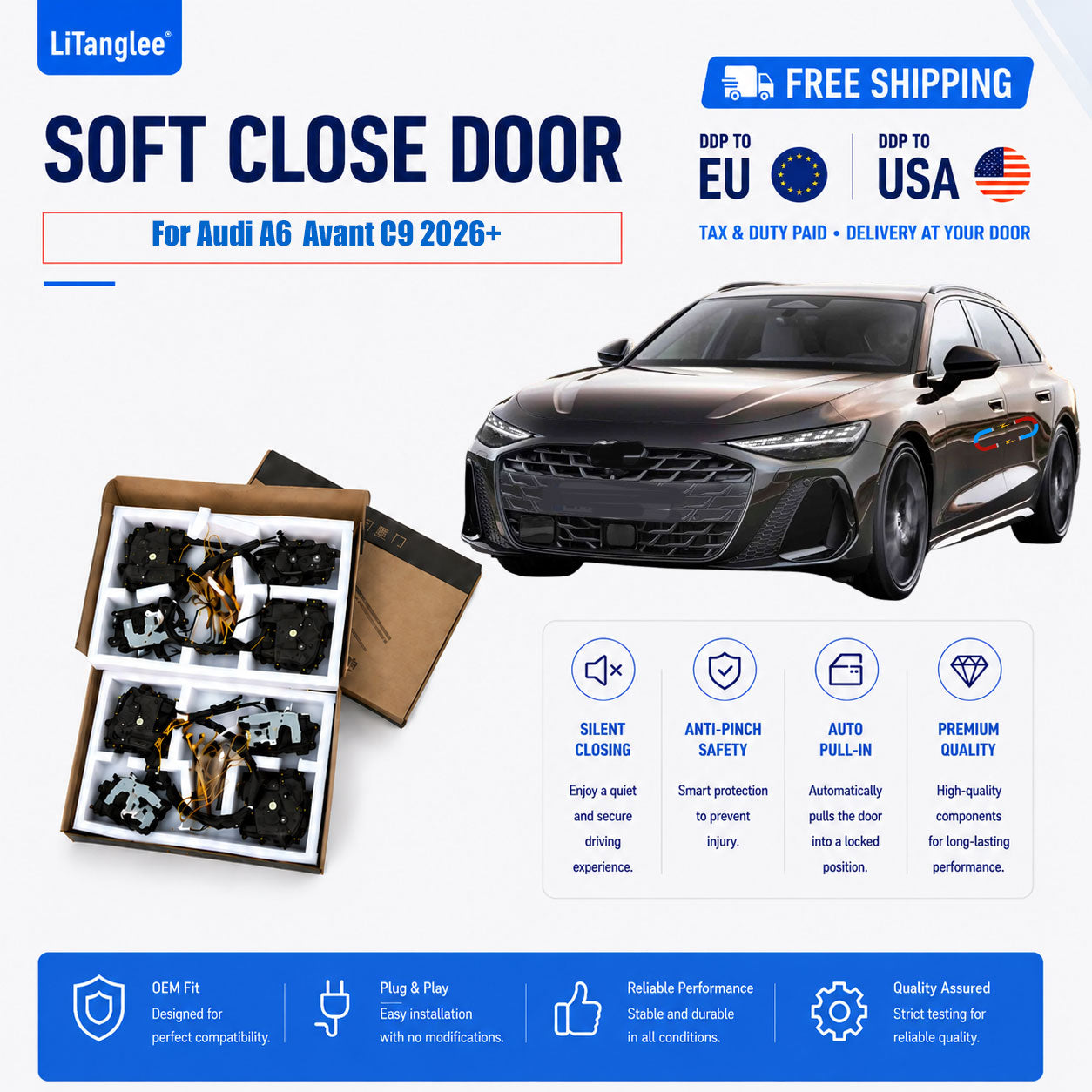 For Audi A6 / A6 Avant (C9) 2026+ Soft Close Doors Electric Suction Door Upgrade Kit (LHD & RHD)