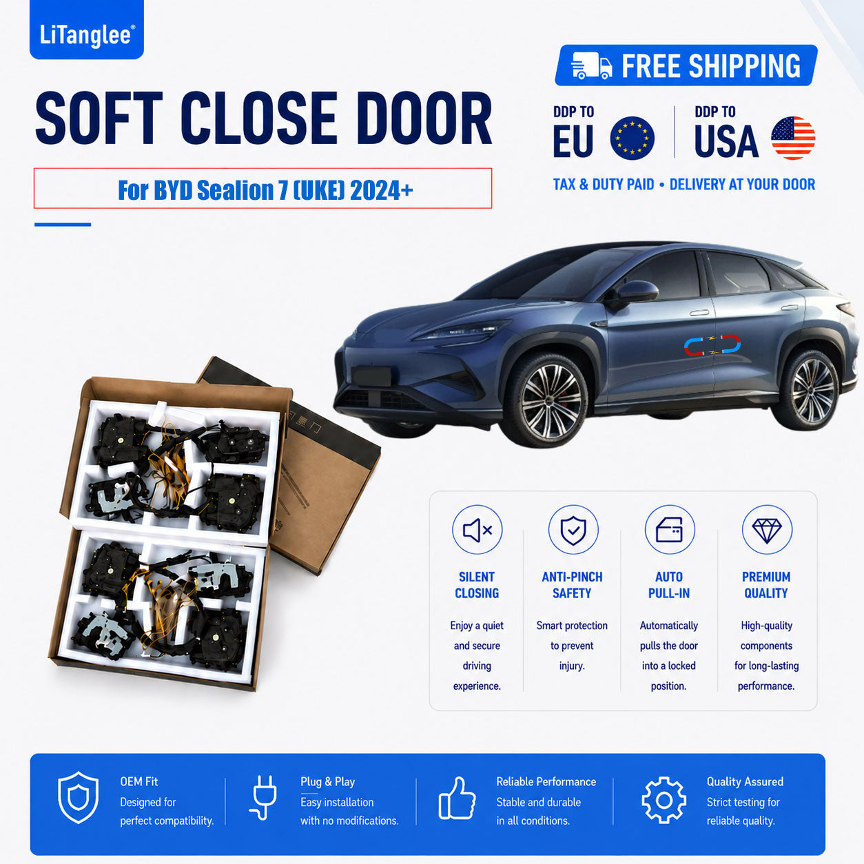 For BYD Sealion 7 (UKE) Electric Soft Close Door Upgrade Kit - LiTanglee