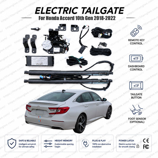 For Honda Accord 10th Generation 2018-2022 Smart Power Tailgate Lift Kit by LiTanglee® | Smart Electric Trunk Opener | Fits Accord LX, Sport, EX, EX-L, 2.0T, i-MMD Hybrid | Dual Struts | CE Certified